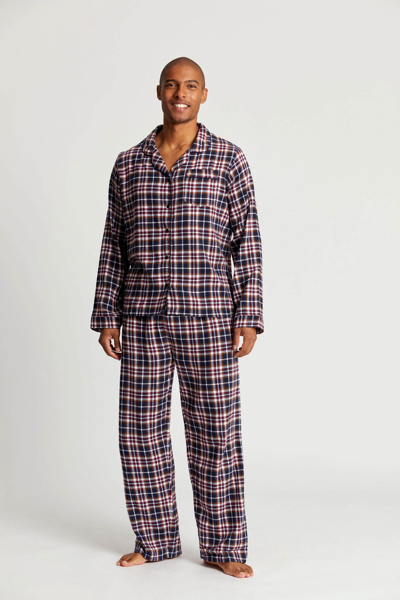 Komodo Mens Brushed cotton Pyjama Set INDIGO